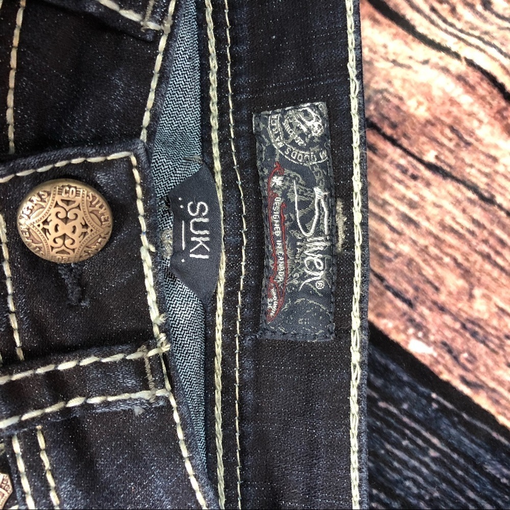 Silver Suki High Capri Jeans Sz 25 Dark Blue Denim - Picture 4 of 5